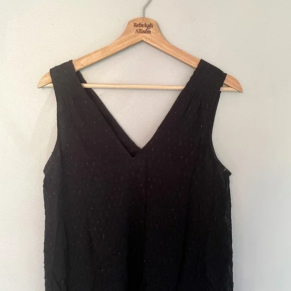 Madewell Nightshine Dress Black Silk Sparkly Shift Dress Size 2 - Picture 7 of 16